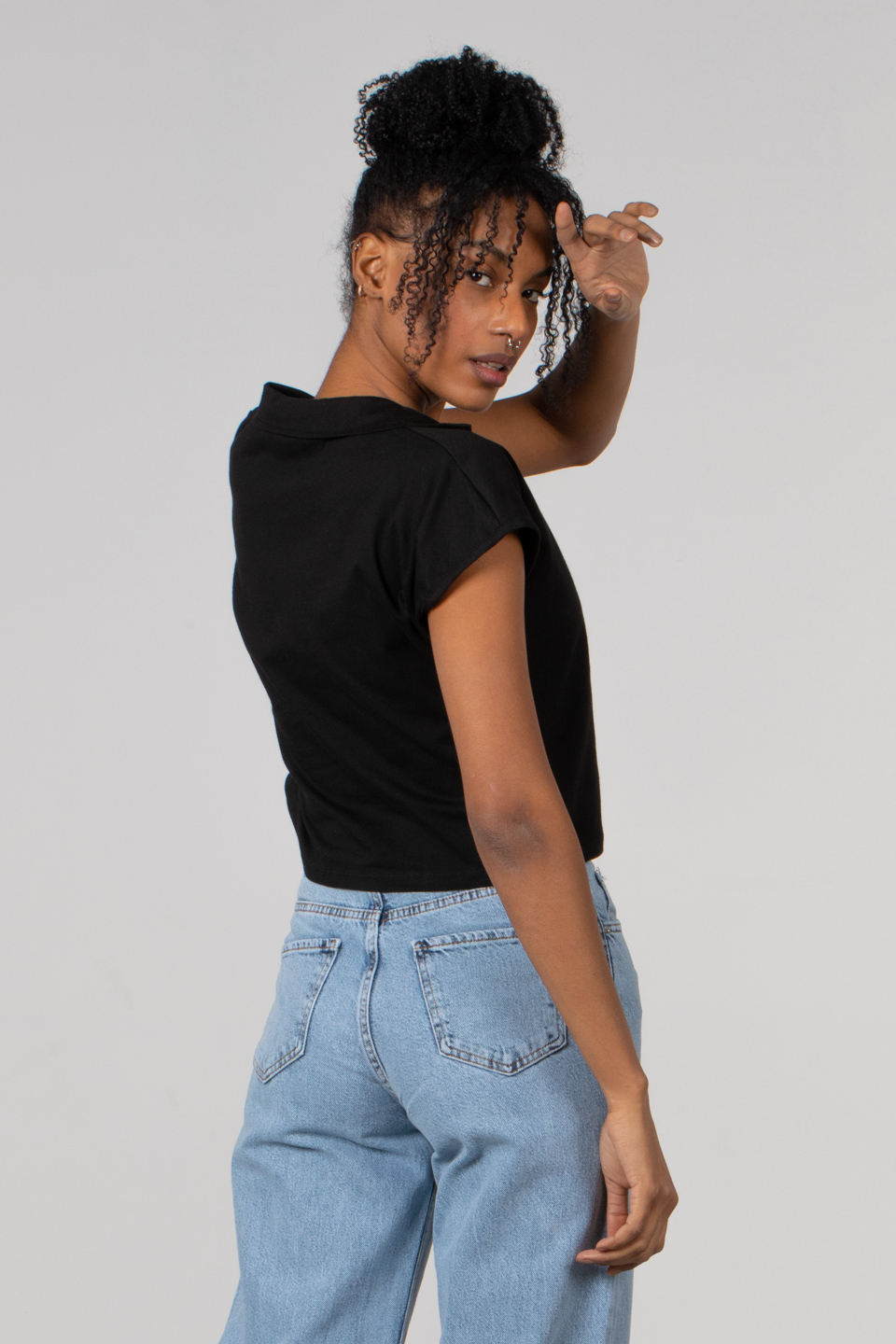 Polo yaka kısa t-shirt-2134 Siyah