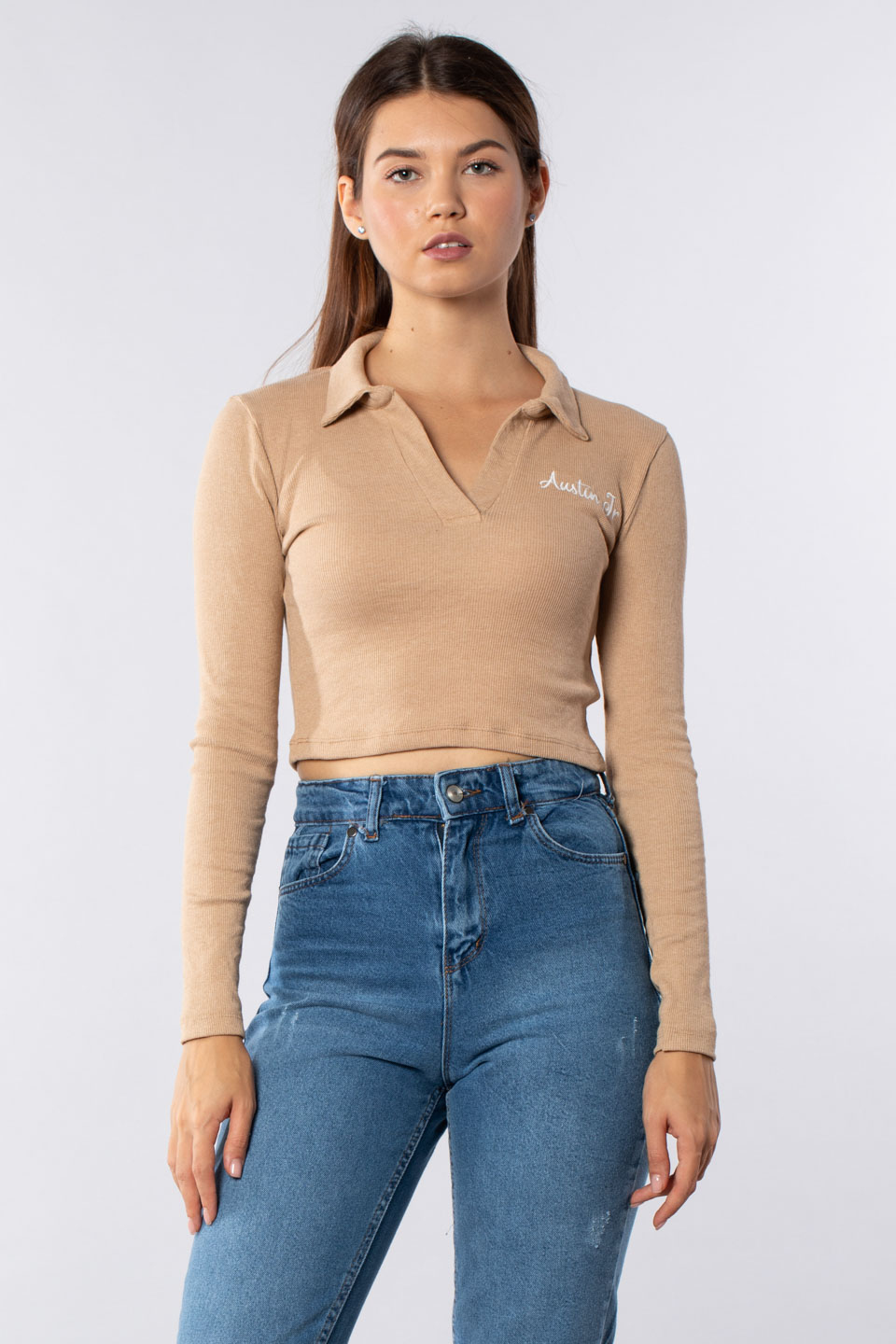 Polo yaka nakışlı body-2120 Bisküvi