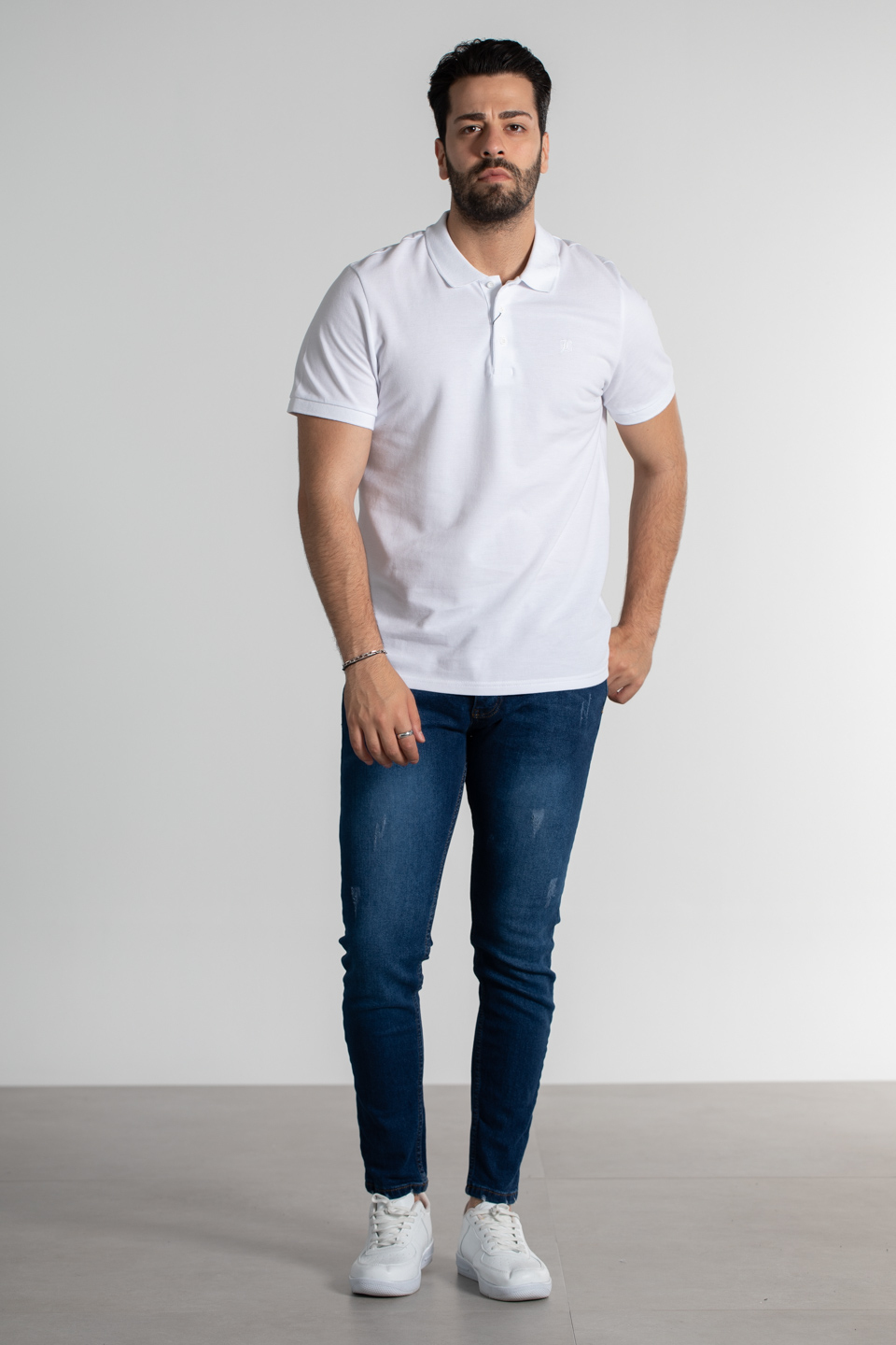 Polo yaka pike t-shırt-2127 Beyaz