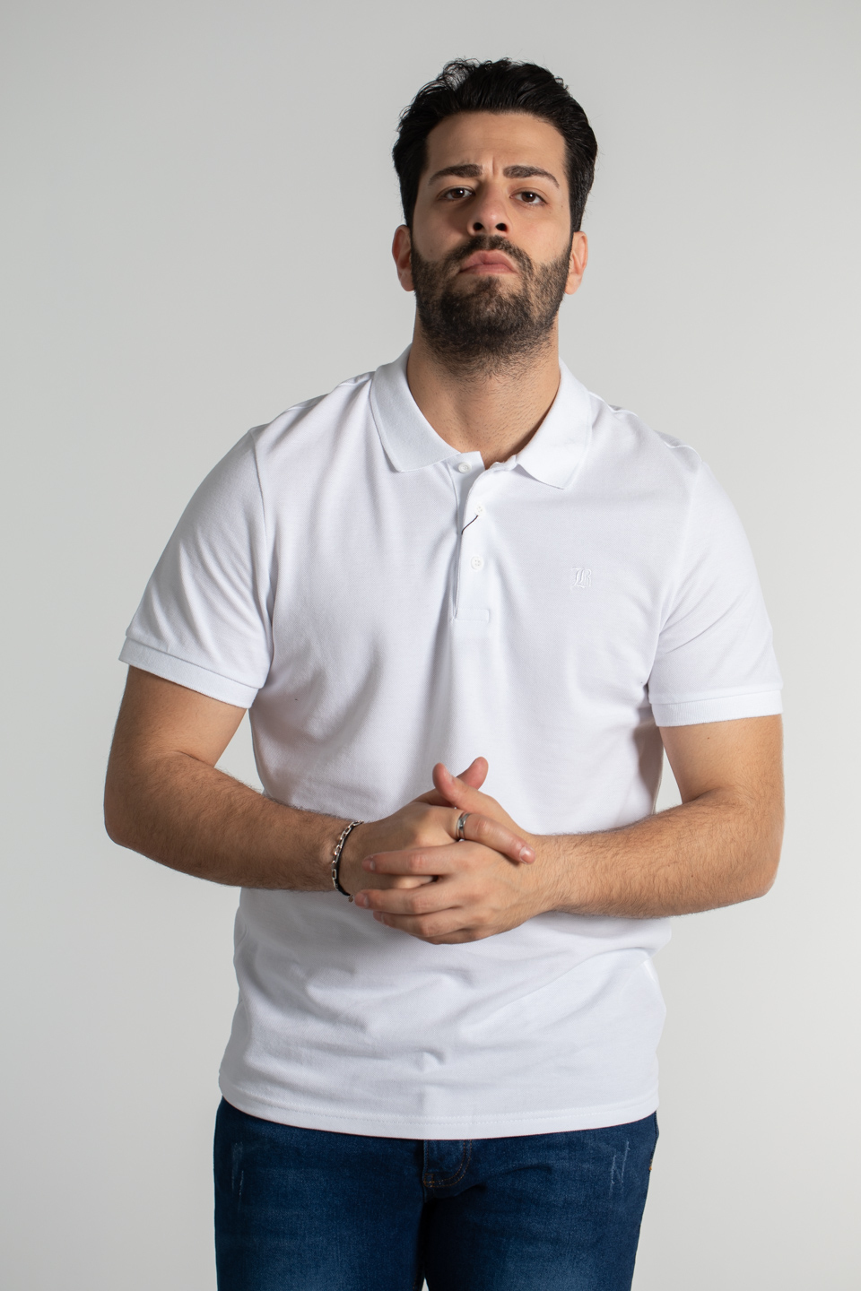 Polo yaka pike t-shırt-2127 Beyaz