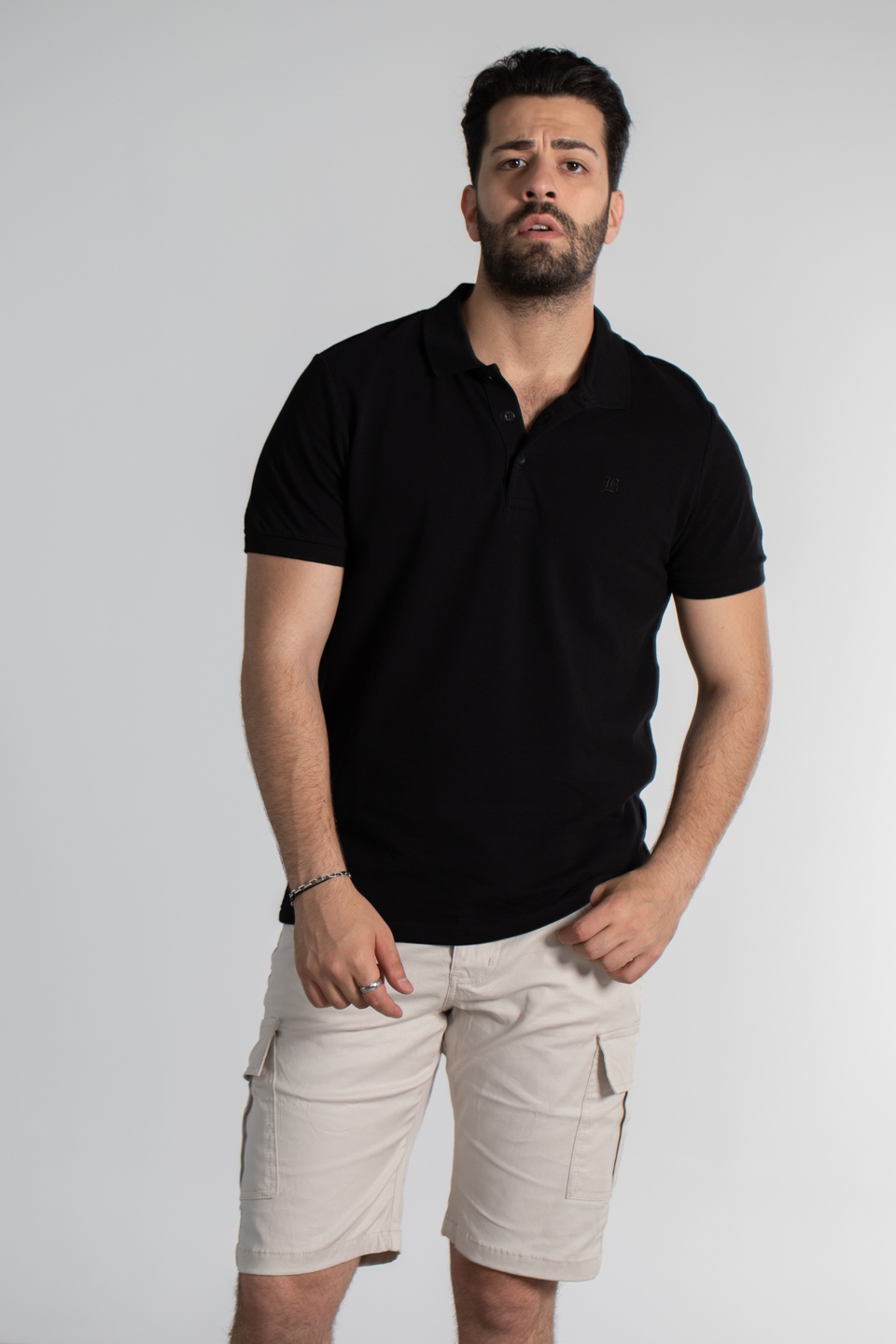 Polo yaka pike t-shırt-2127 Siyah