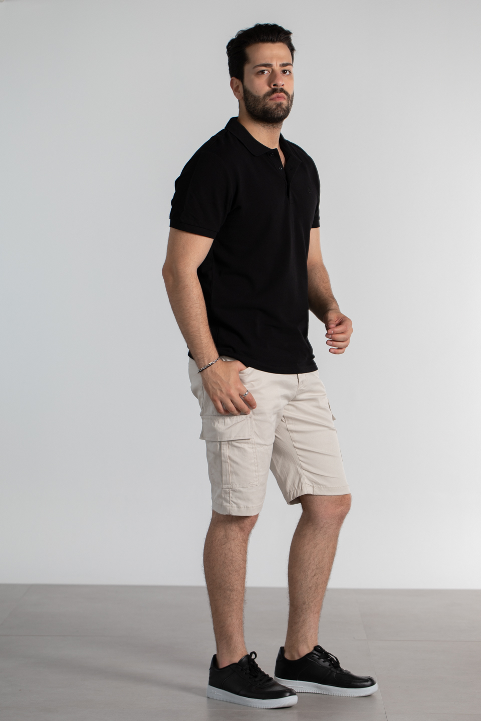 Polo yaka pike t-shırt-2127 Siyah
