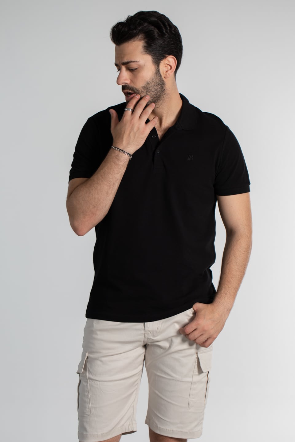 Polo yaka pike t-shırt-2127 Siyah