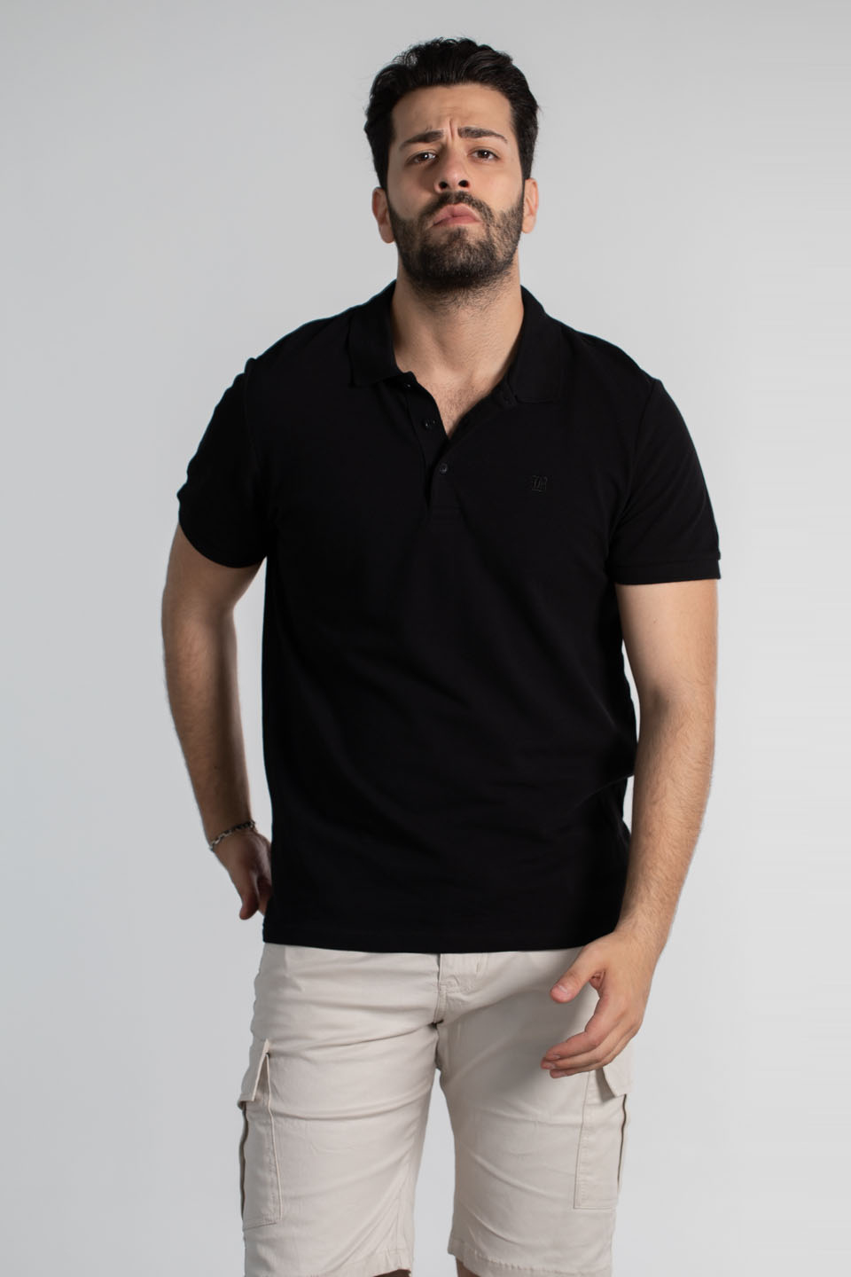 Polo yaka pike t-shırt-2127 Siyah