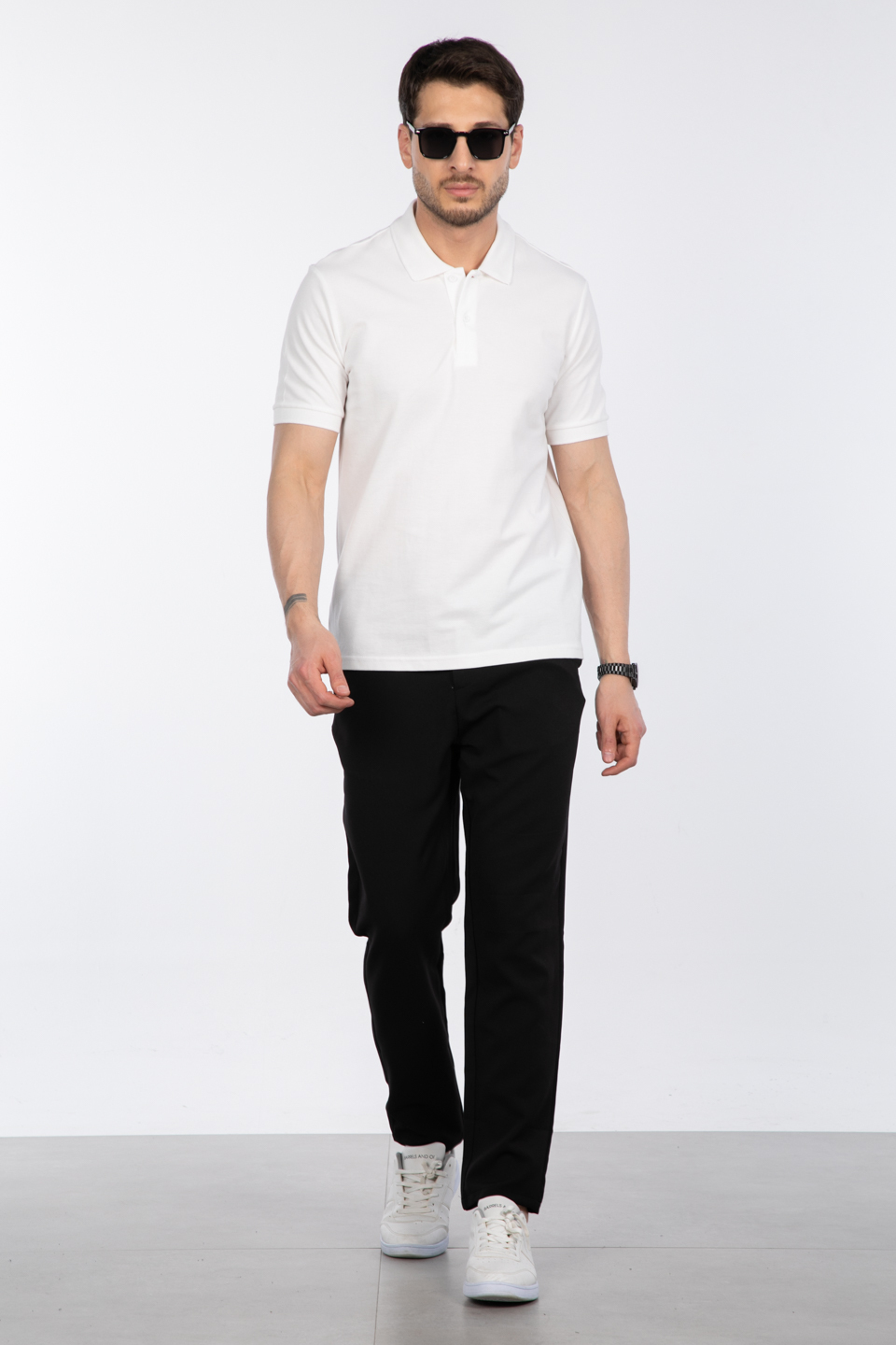 Polo Yaka Pike T-Shirt - Beyaz