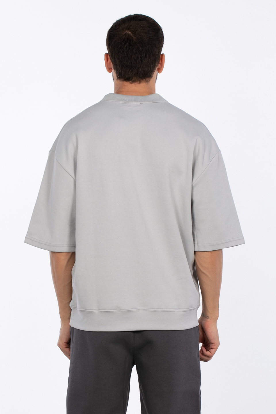 Polo yaka sweatshirt MINIMAL CLOTHING-1132 B.Gri