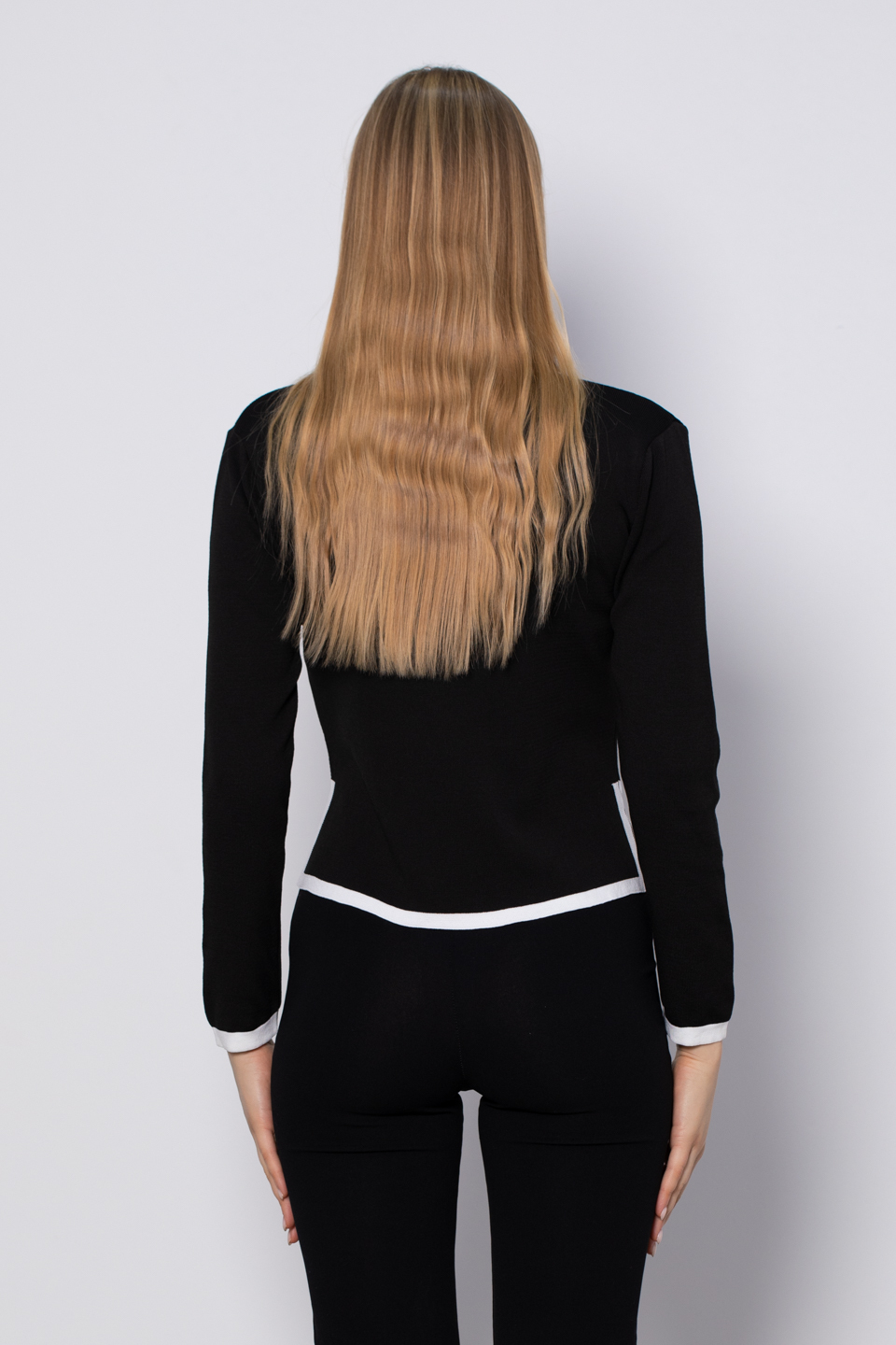 Polo yaka triko body-4041 Siyah/Beyaz