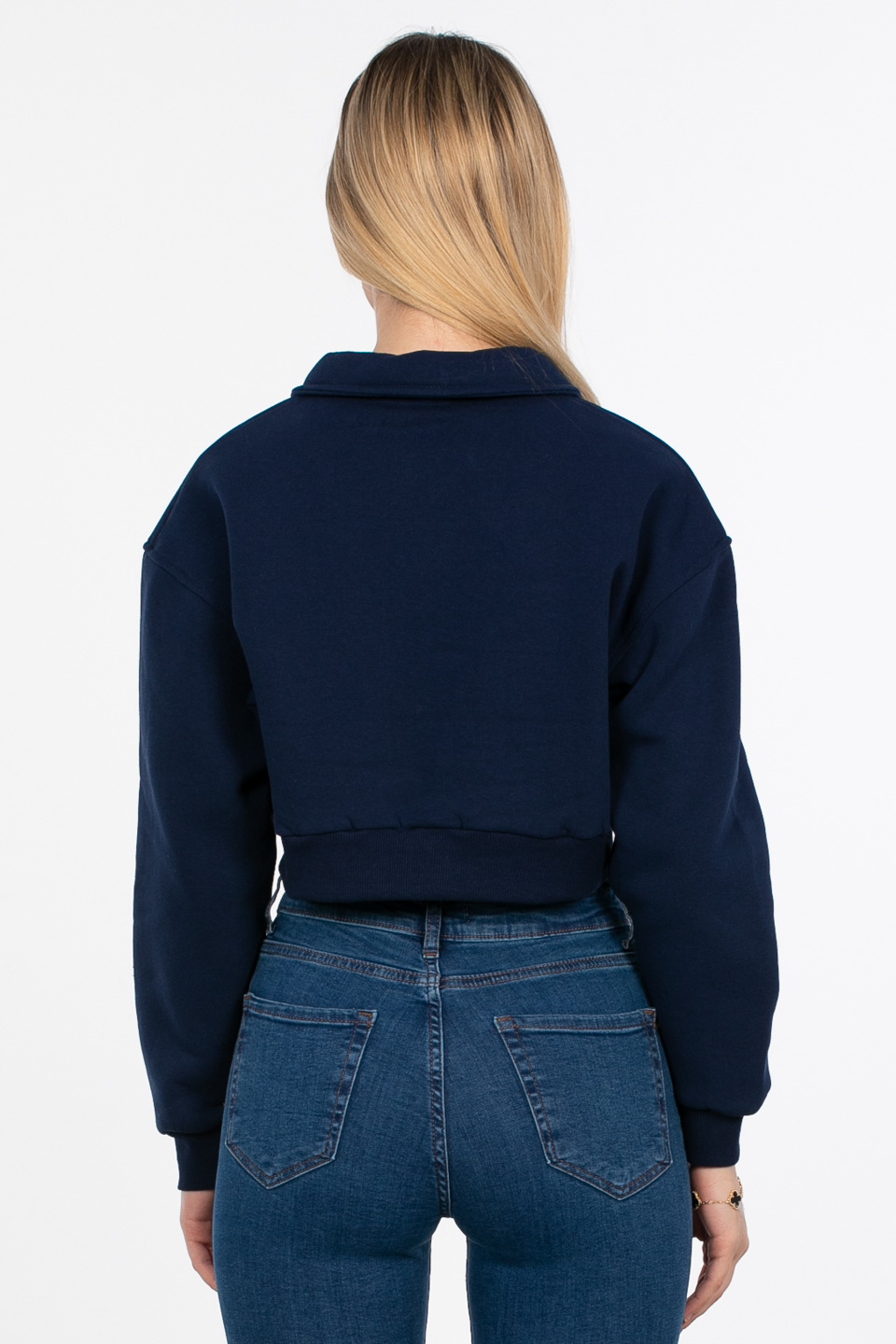 Polo yaka yarım fermuarlı sweatshirt-83-513 Lacivert