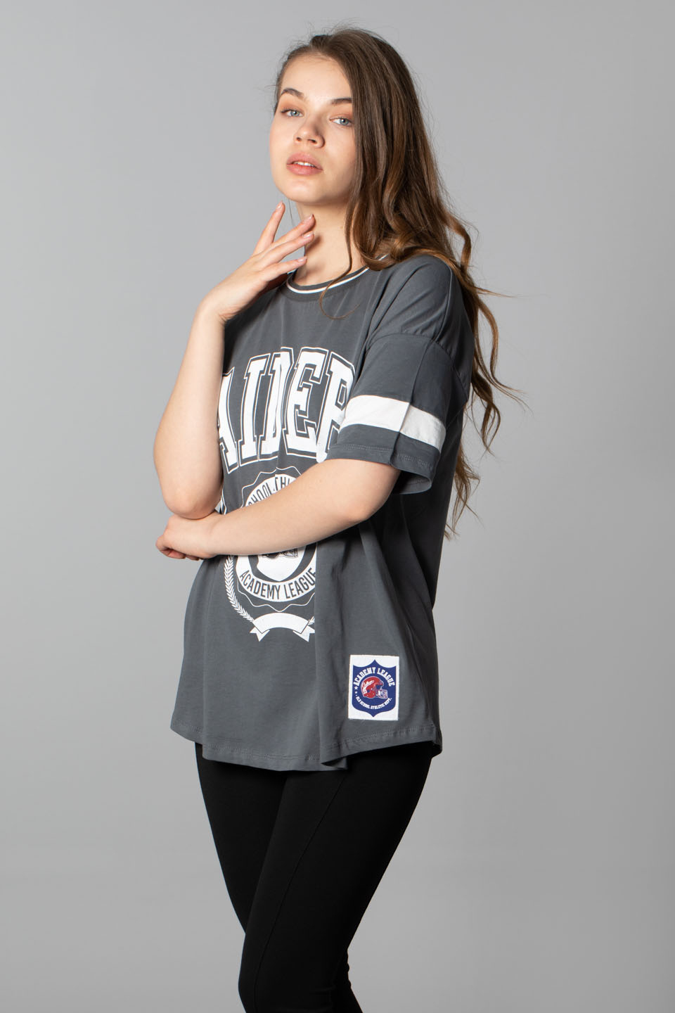 Raıders baskılı t-shirt-9868 D.Gri