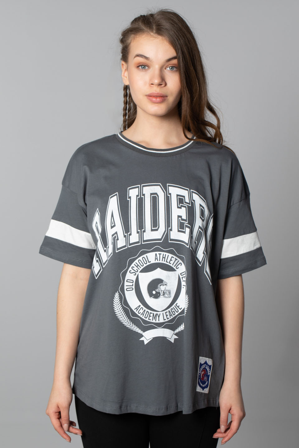 Raıders baskılı t-shirt-9868 D.Gri
