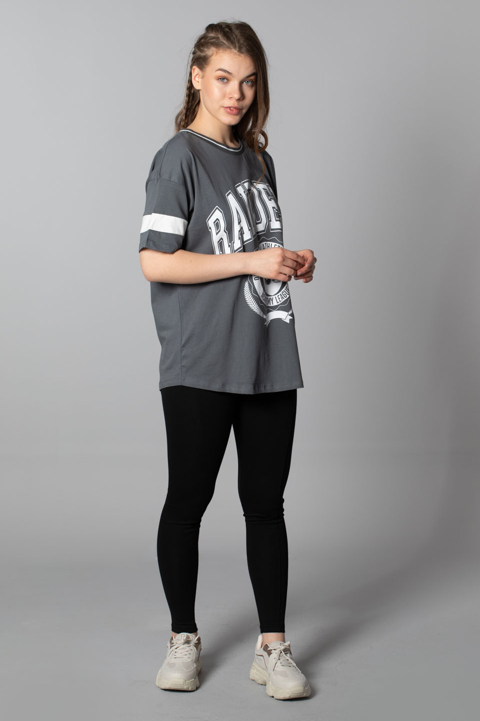 Raıders baskılı t-shirt-9868 D.Gri