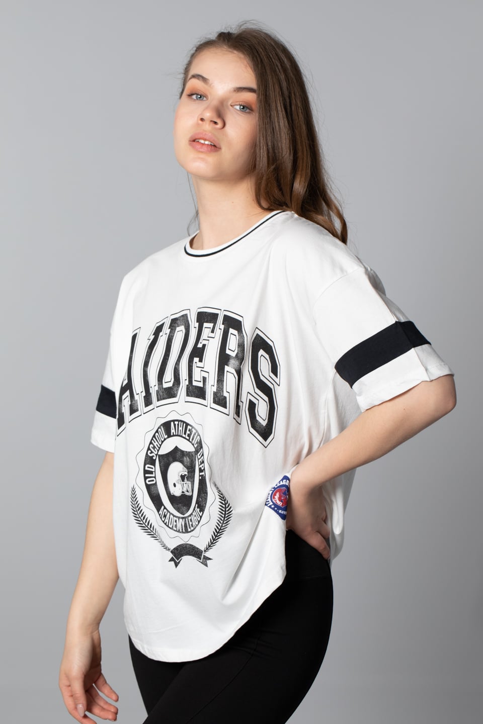 Raıders baskılı t-shirt-9868 Ekru