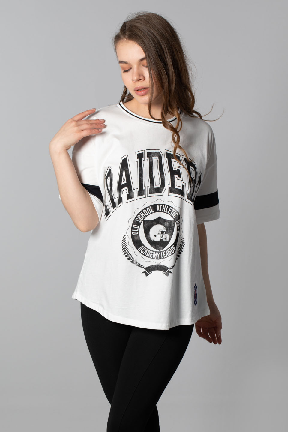 Raıders baskılı t-shirt-9868 Ekru