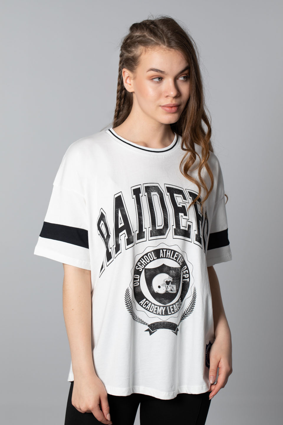 Raıders baskılı t-shirt-9868 Ekru