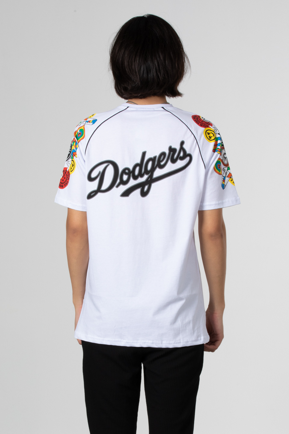 Reglan kol baskılı t-shirt-1029 Beyaz