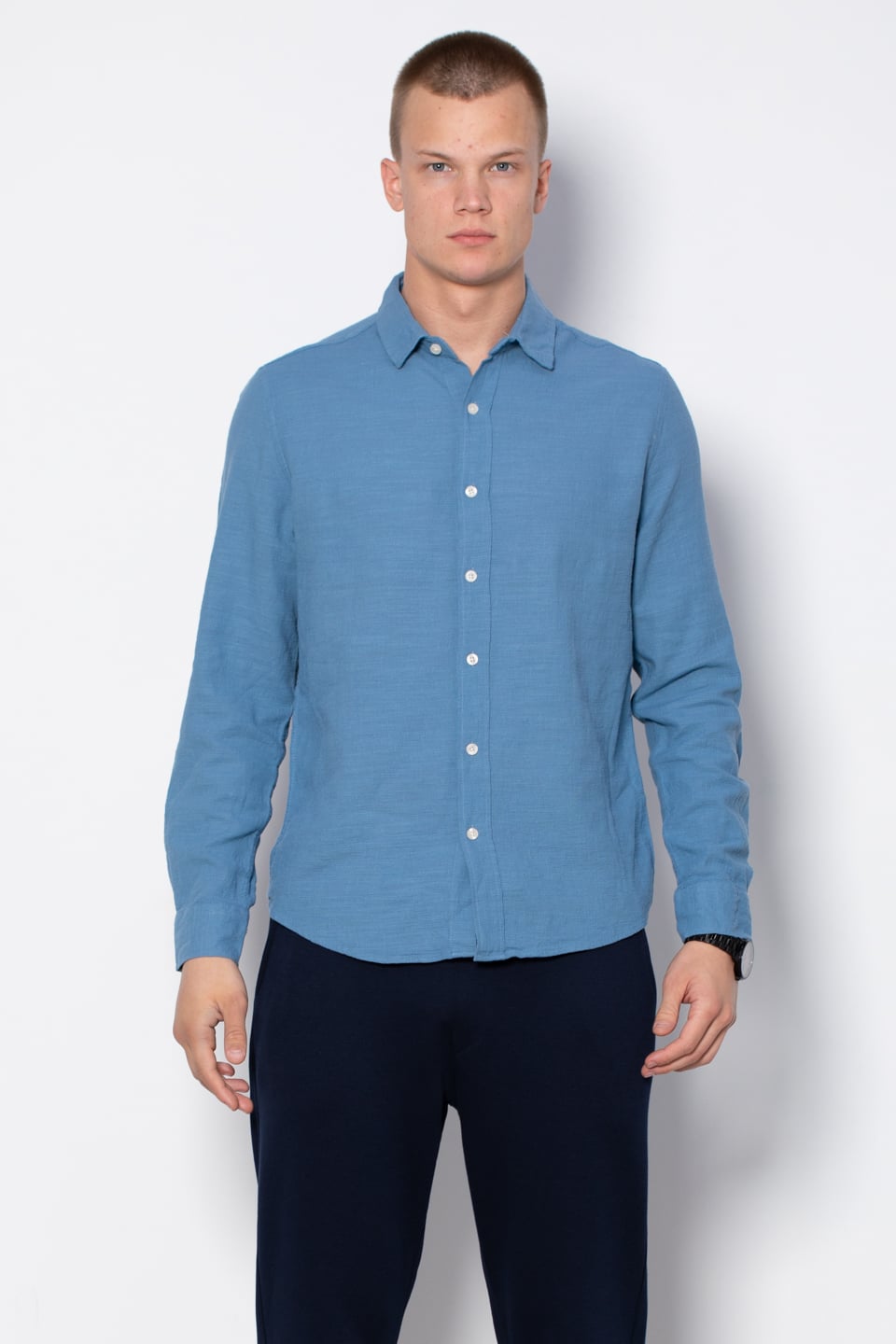 Regular fit gömlek-12-8210 İndigo