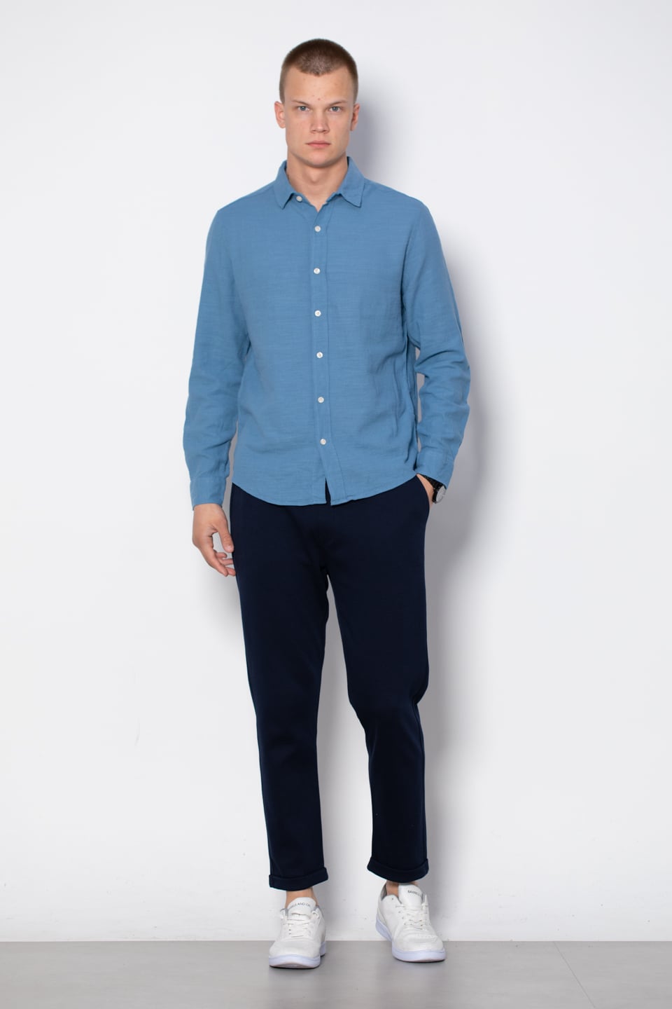 Regular fit gömlek-12-8210 İndigo