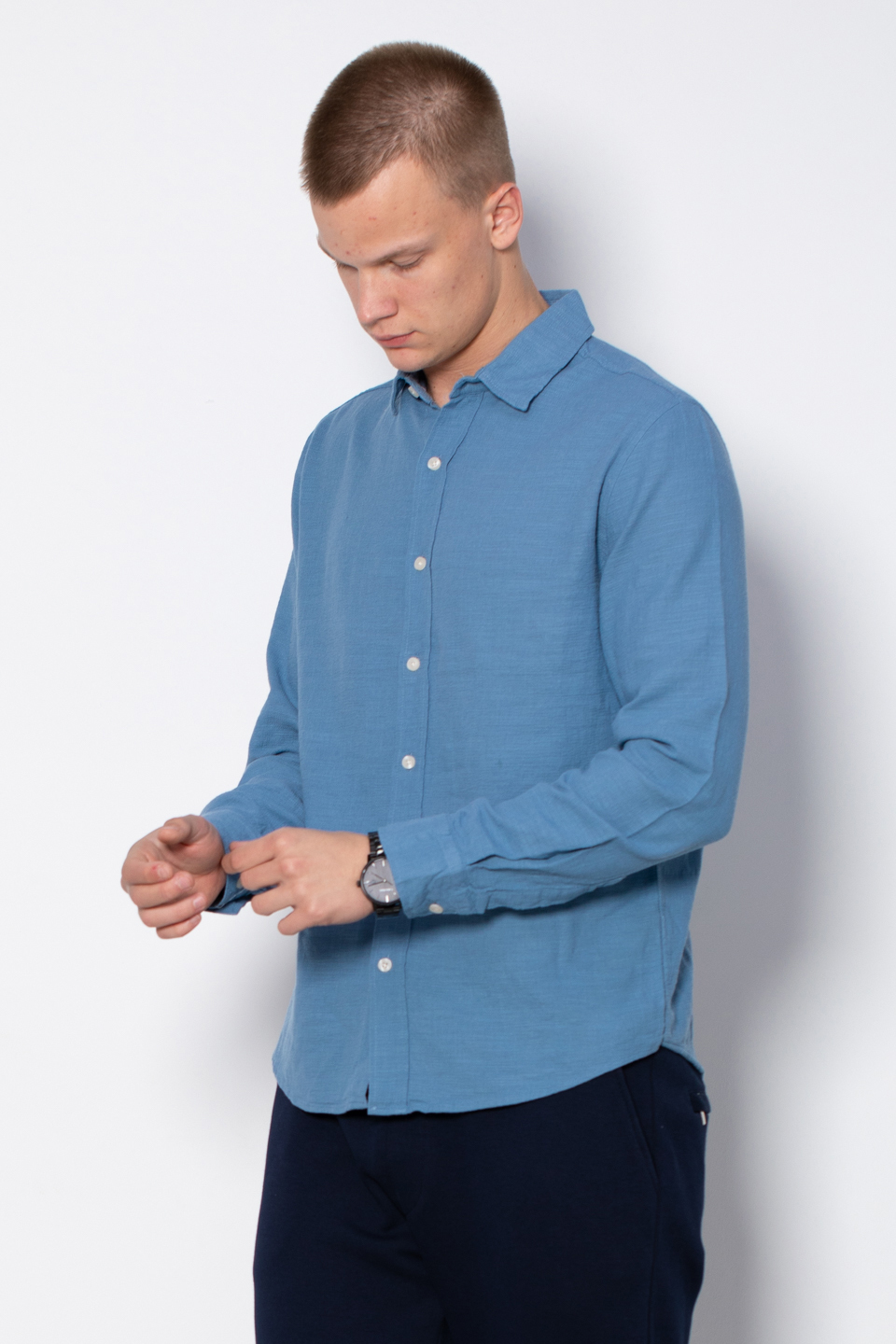 Regular fit gömlek-12-8210 İndigo
