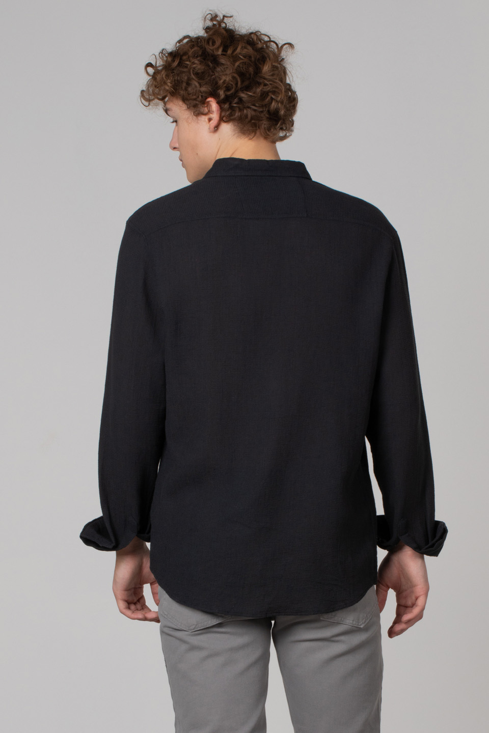 Regular fit patlı gömlek-12-1184 Siyah