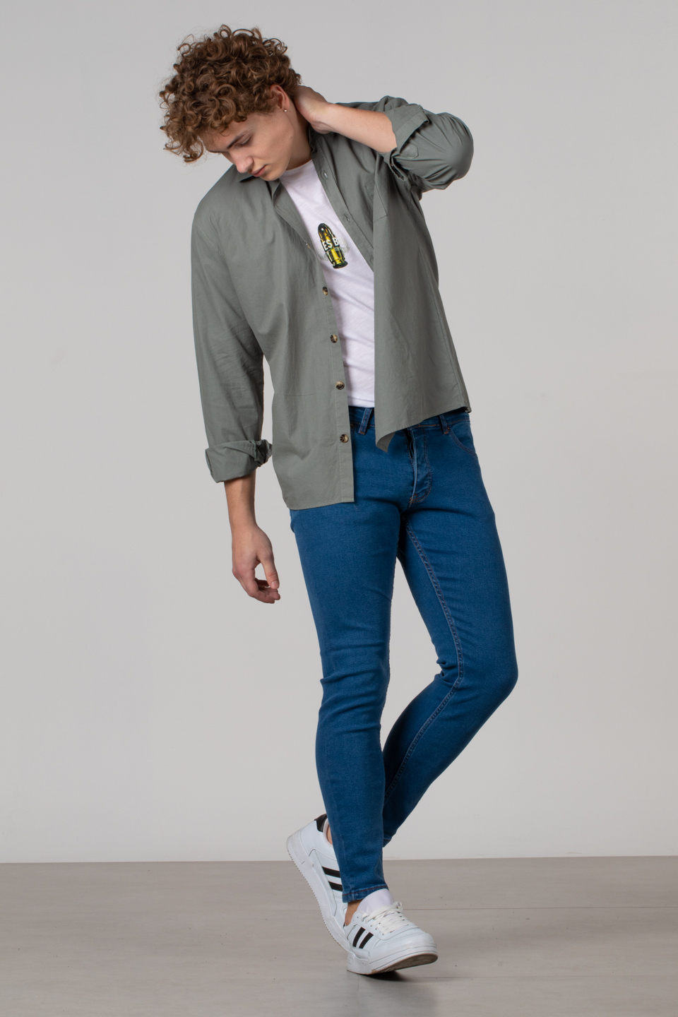 Regular fit poplin gömlek-12-4122 Haki