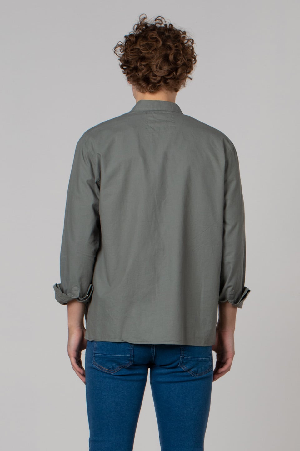 Regular fit poplin gömlek-12-4122 Haki