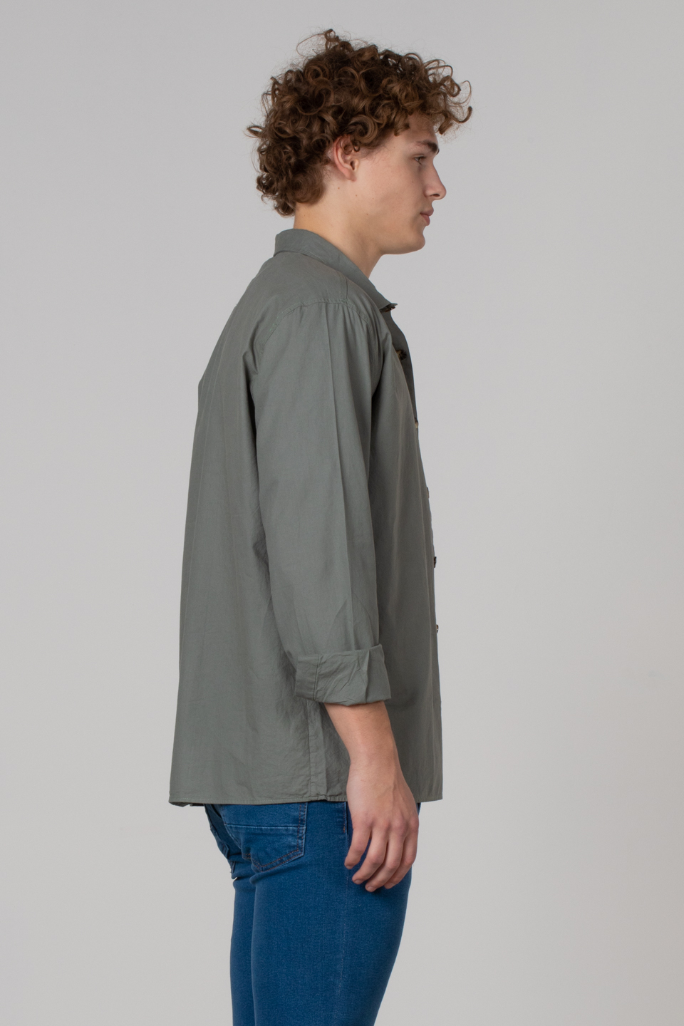 Regular fit poplin gömlek-12-4122 Haki