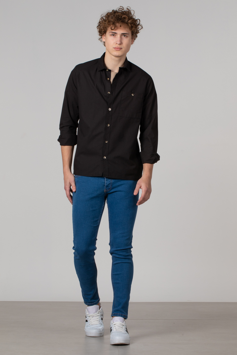 Regular fit poplin gömlek-12-4122 Siyah