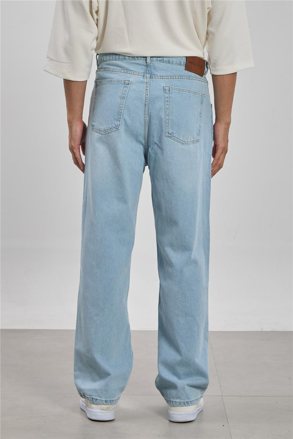 Relaxed fit jean pantolon-1594 Buz Mavi