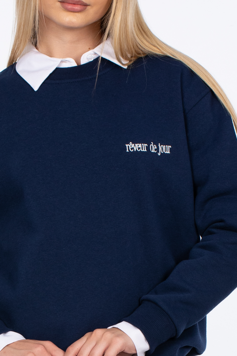 Reveur de jour nakışlı sweatshirt-83-568 Lacivert