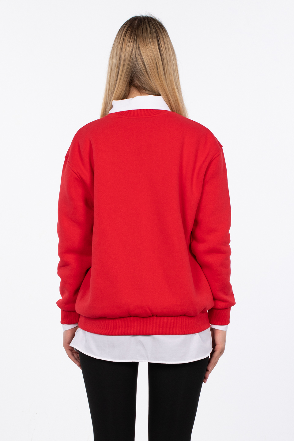 Reveur de jour nakışlı sweatshirt-83-568 Kırmızı