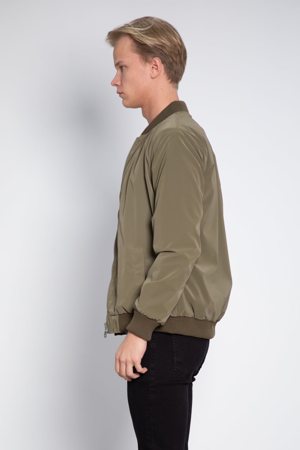 Ribanalı Bomber Ceket - Haki