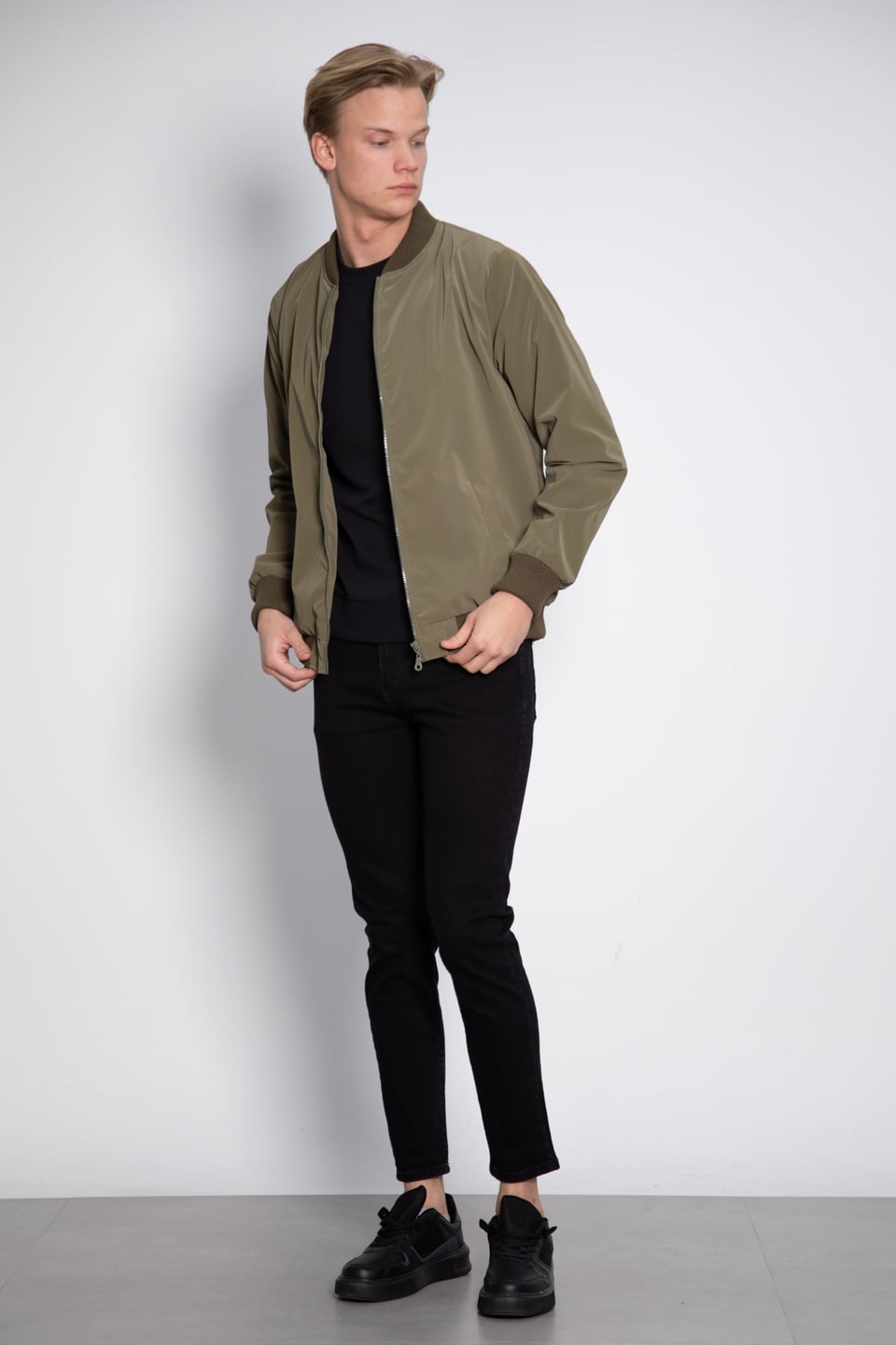 Ribanalı Bomber Ceket - Haki