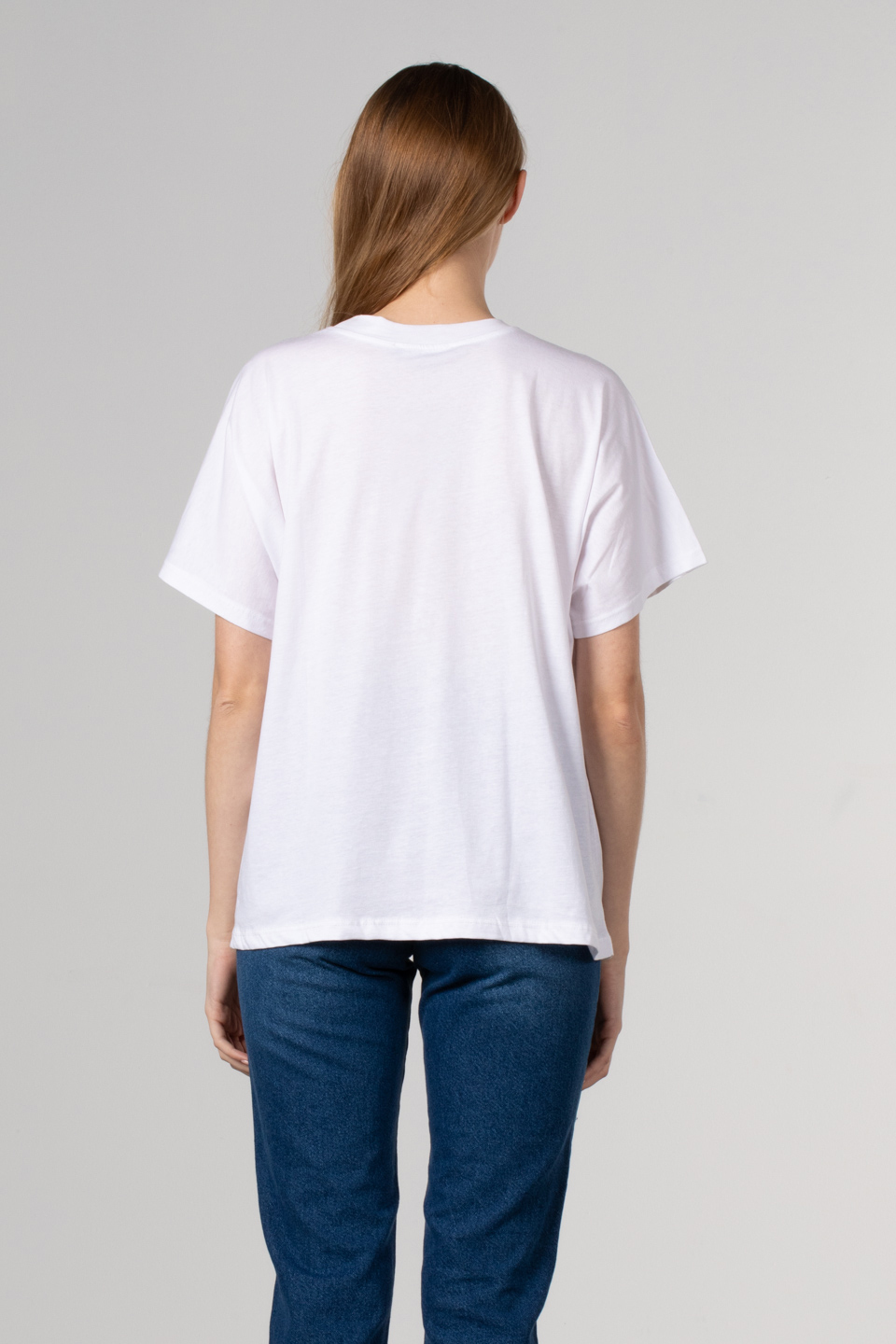 Ribanalı yaka oversize t-hırt-4489 Beyaz