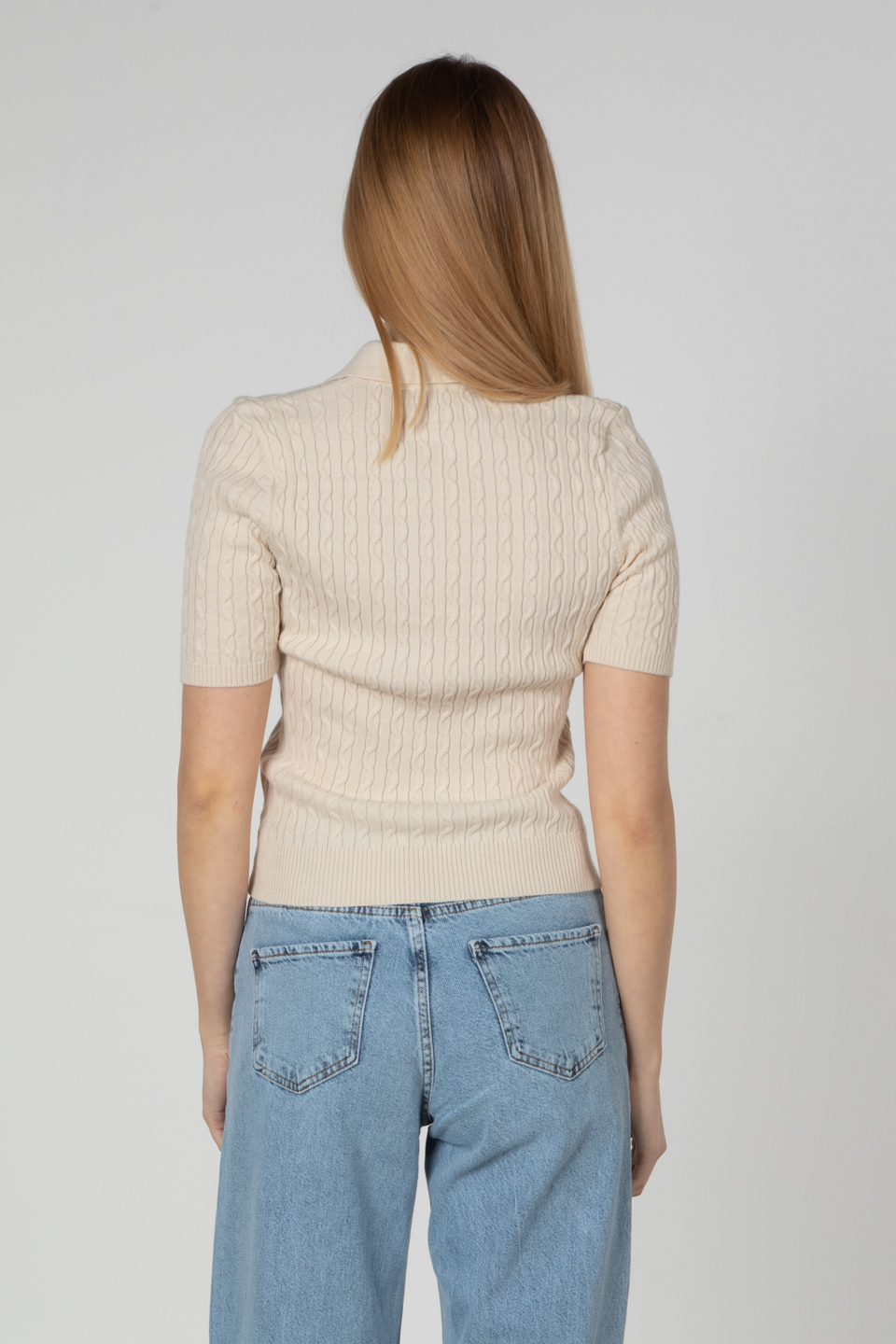 Saç örgülü triko body-3055 Taş