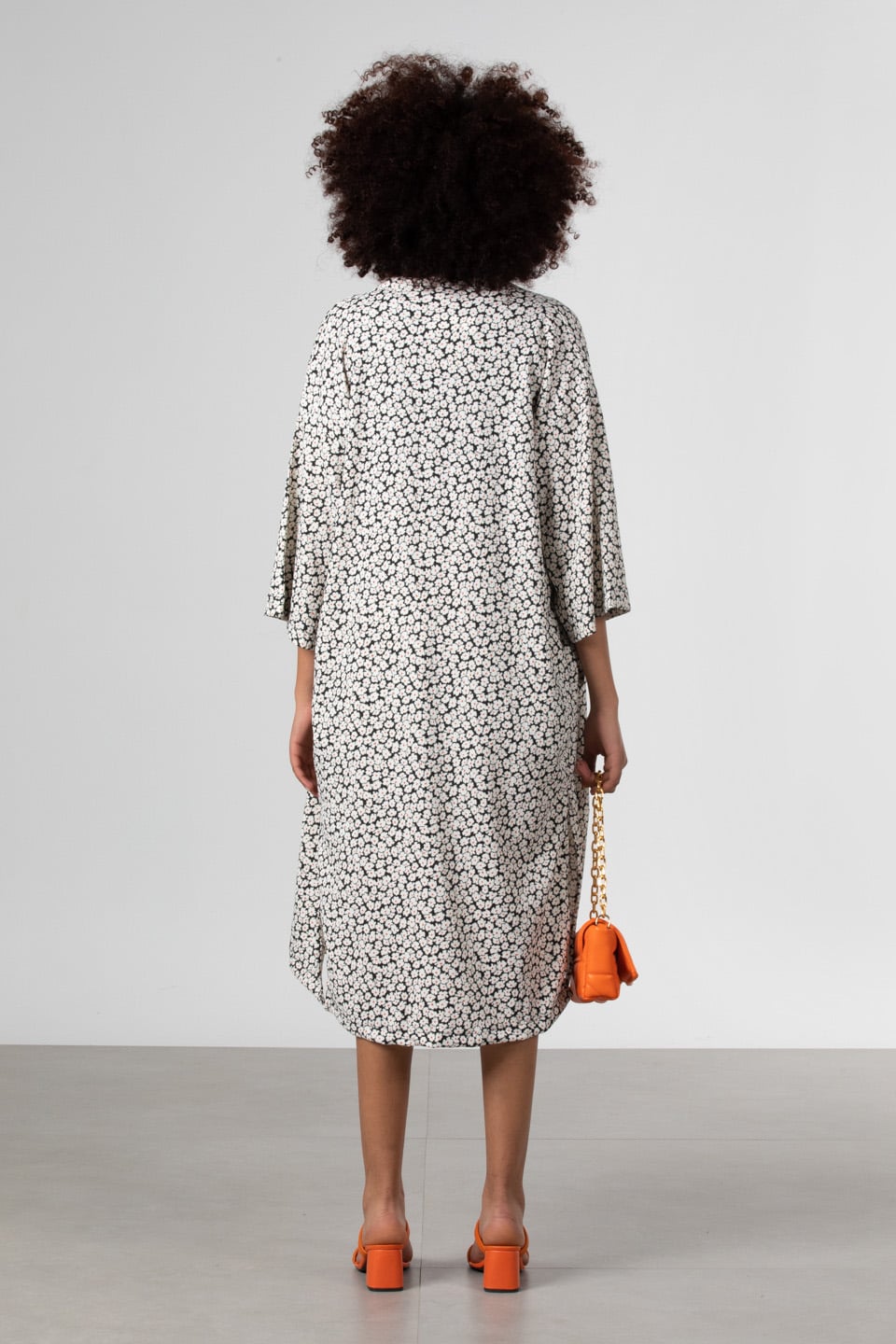 Şal yaka cepli kimono-90698 Siyah/Ekru