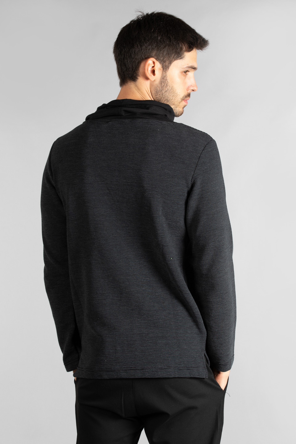 Şal yaka ottoman sweat-3077 Siyah