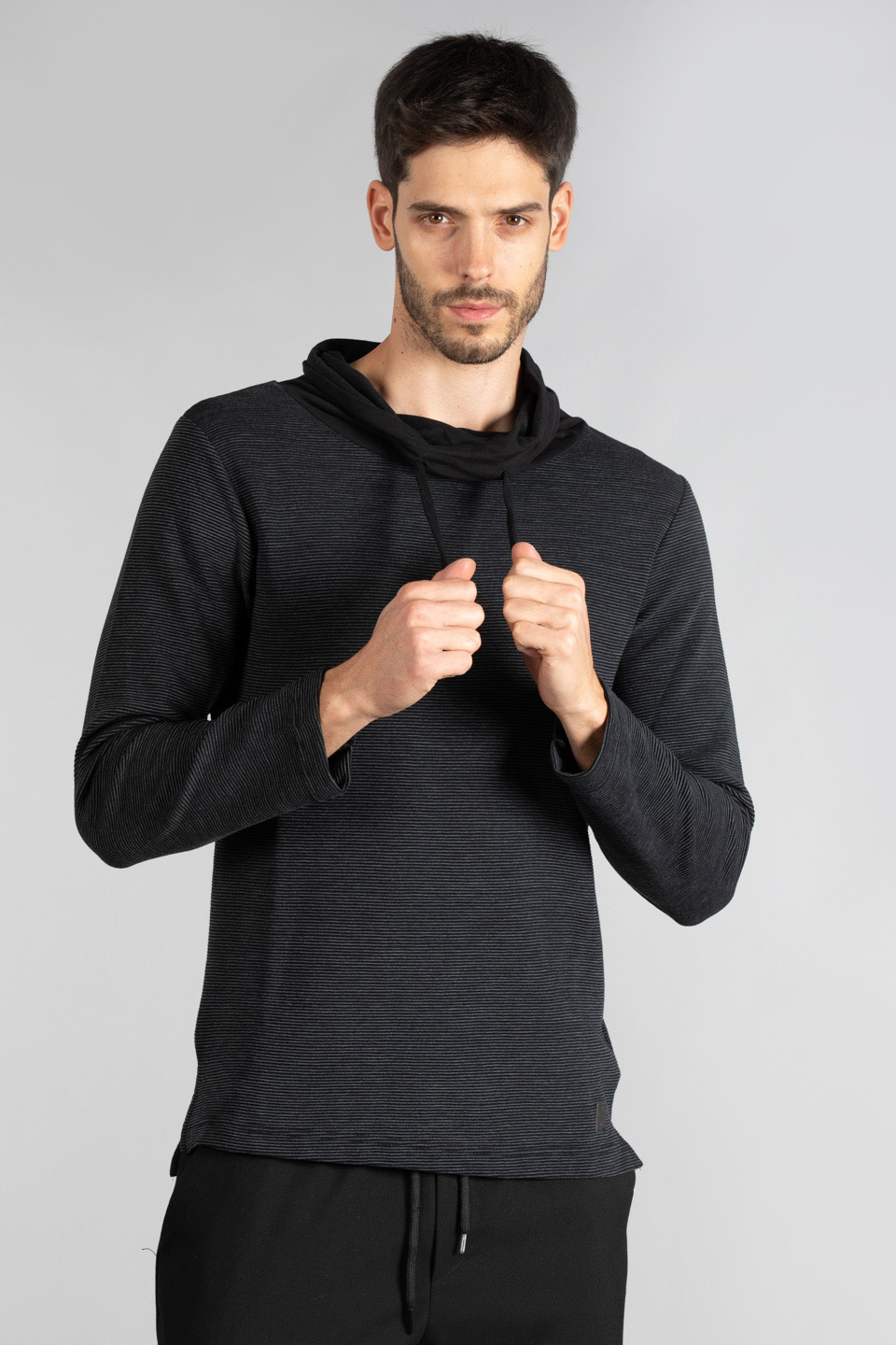 Şal yaka ottoman sweat-3077 Siyah