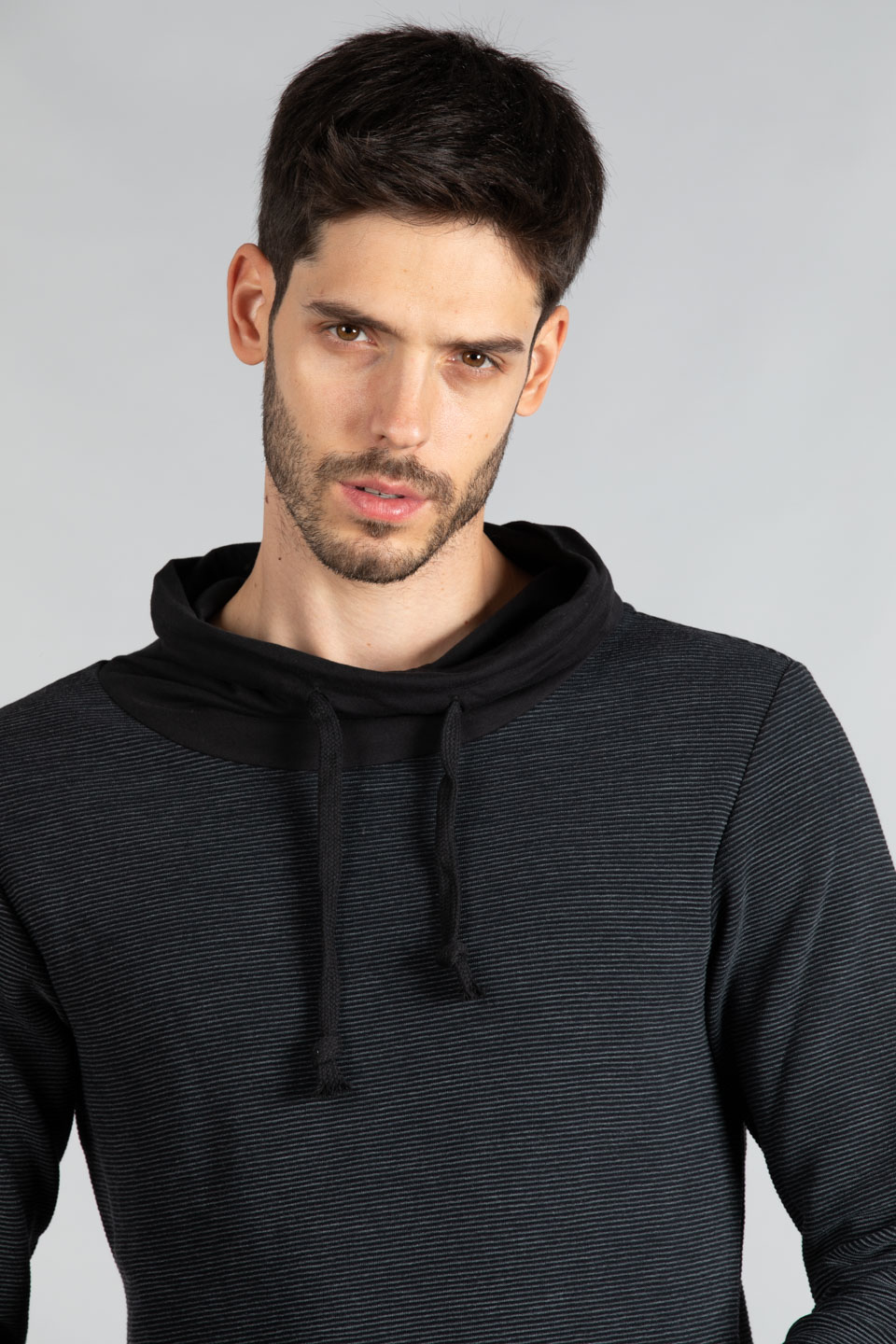 Şal yaka ottoman sweat-3077 Siyah