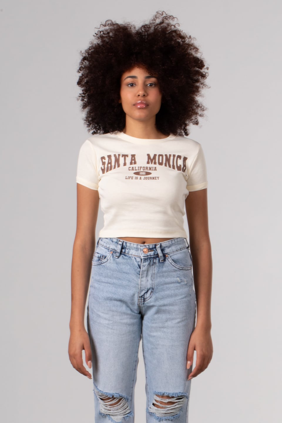 Santa monica baskılı crop-4102 Taş