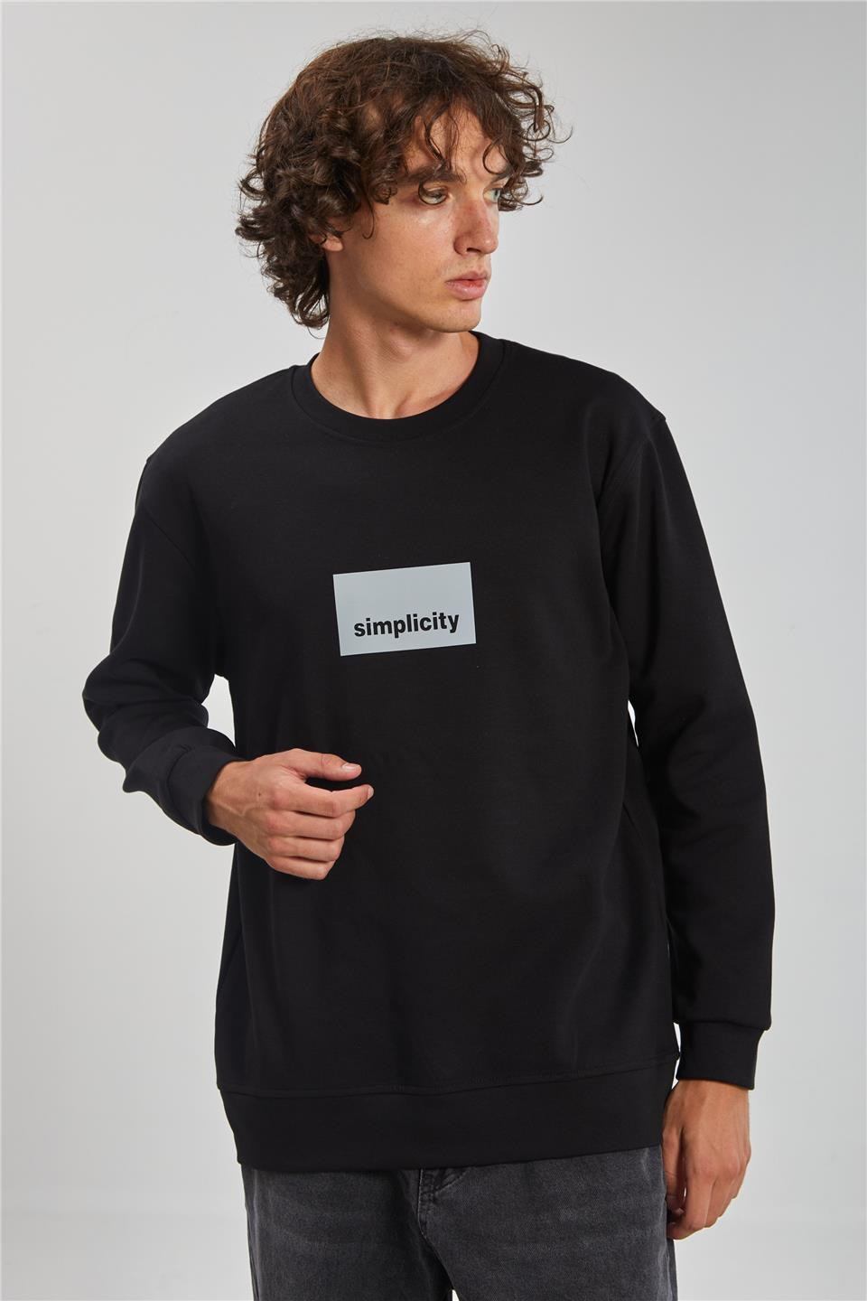 Simpilicity Baskılı Erkek Sweatshirt - Siyah