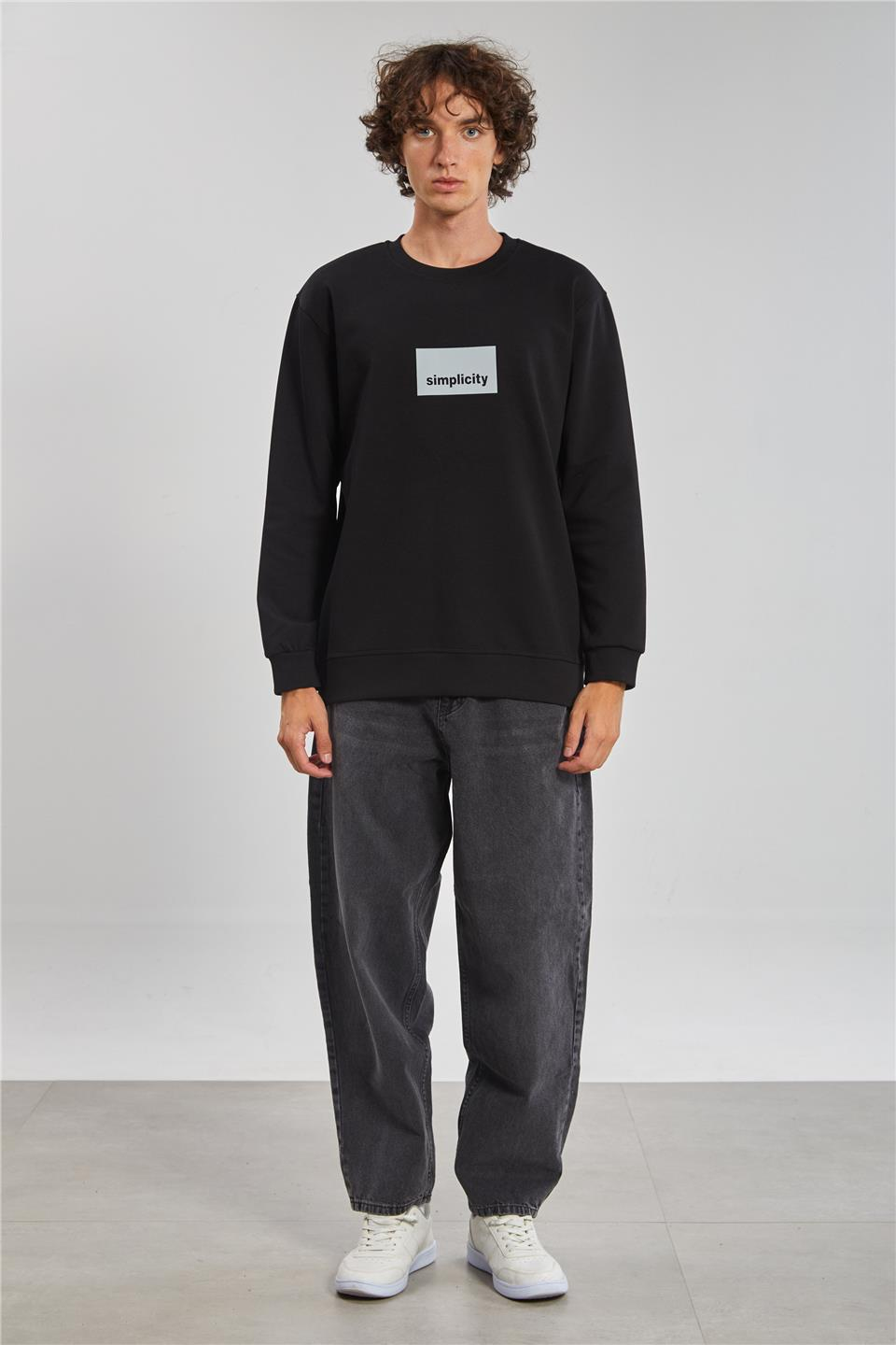 Simpilicity Baskılı Erkek Sweatshirt - Siyah