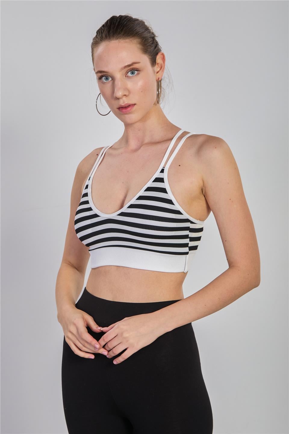 Sırtı çapraz askılı büstiyer-1002 Siyah/Beyaz