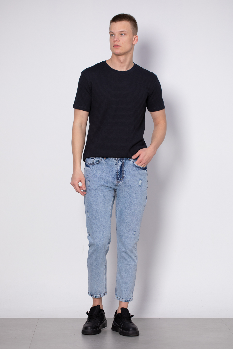 Slim crop jean pantolon-1595 Buz Mavi