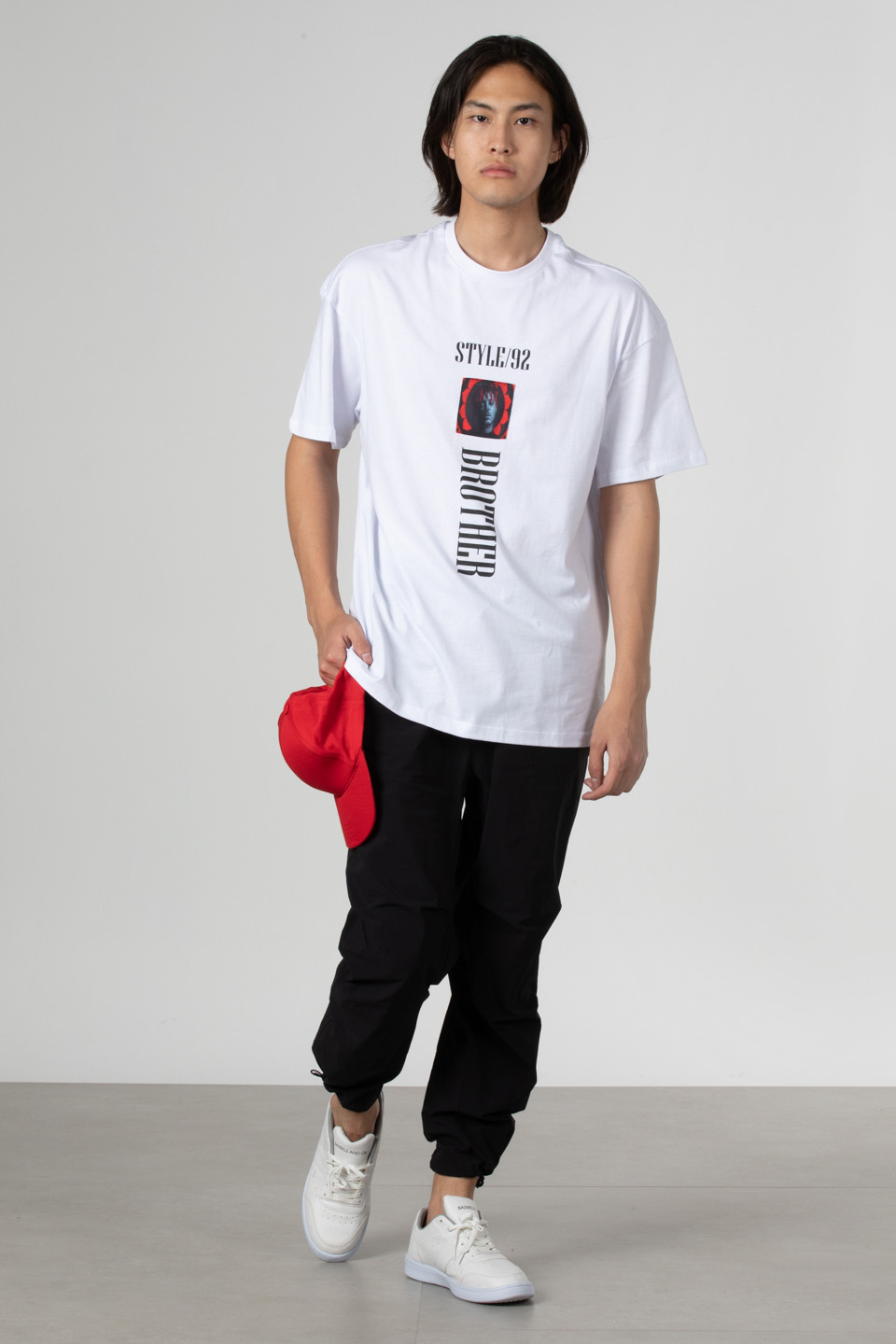 Stlye baskılı oversize t-shirt-1031 Beyaz