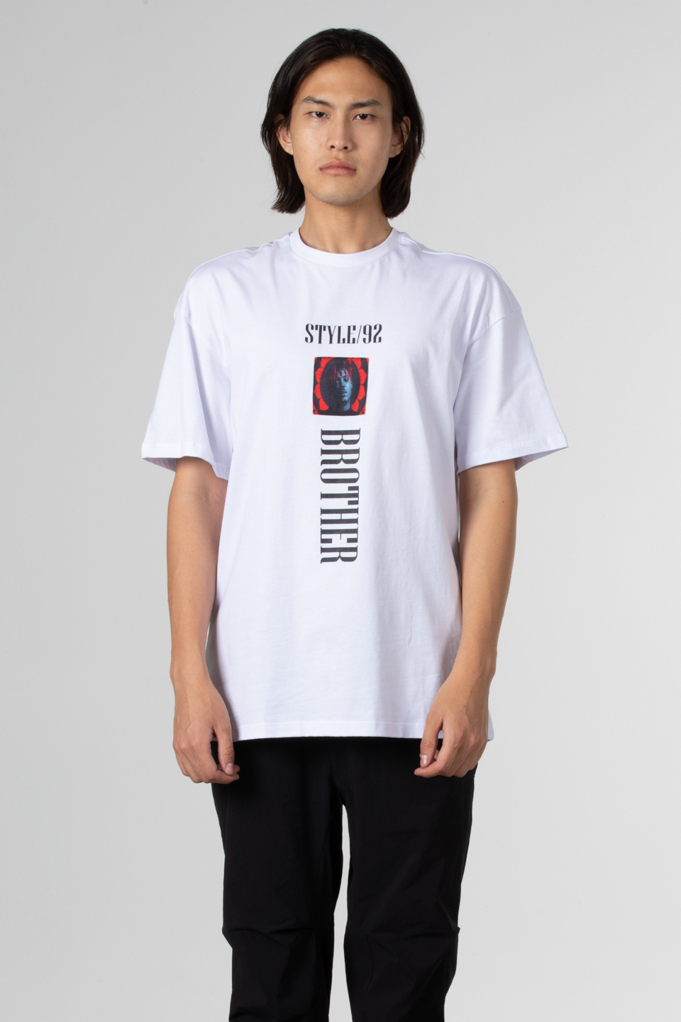 Stlye baskılı oversize t-shirt-1031 Beyaz