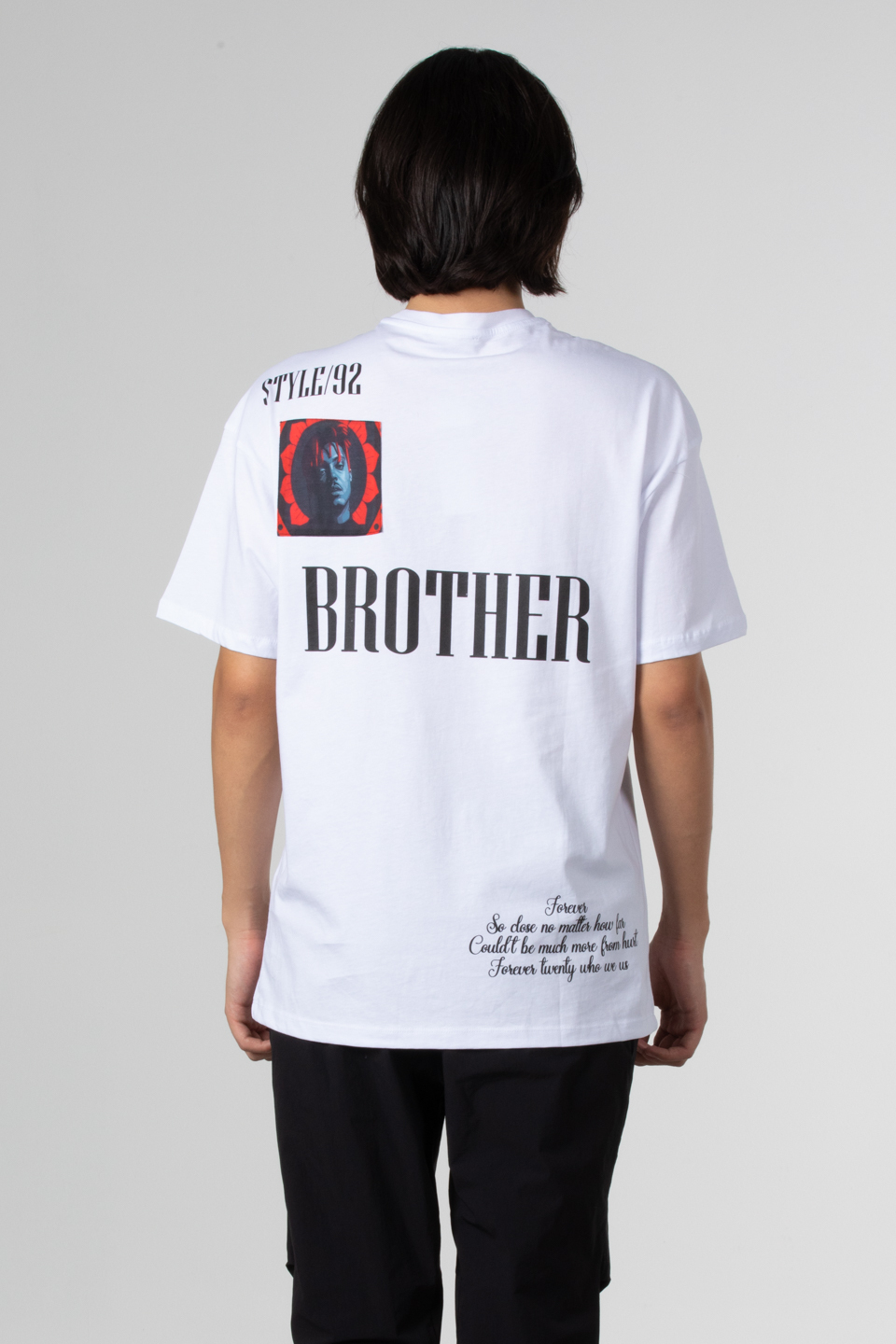 Stlye baskılı oversize t-shirt-1031 Beyaz