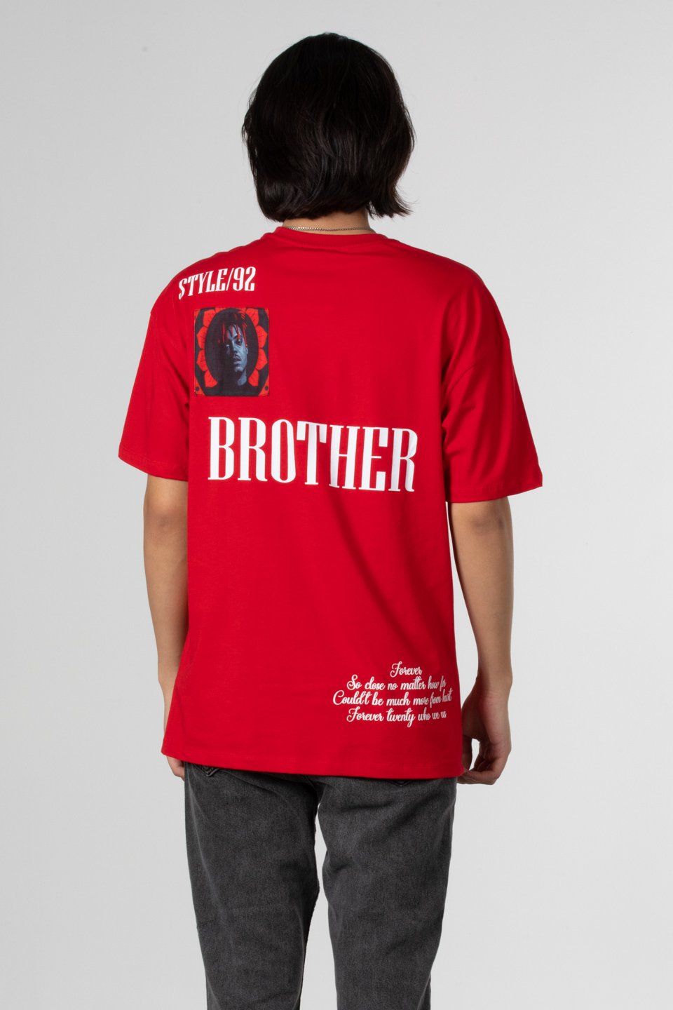 Stlye baskılı oversize t-shirt-1031 Kırmızı