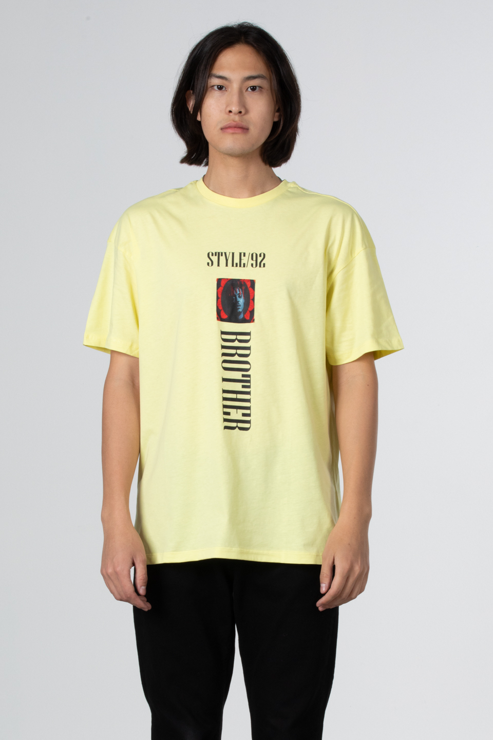 Stlye baskılı oversize t-shirt-1031 Sarı
