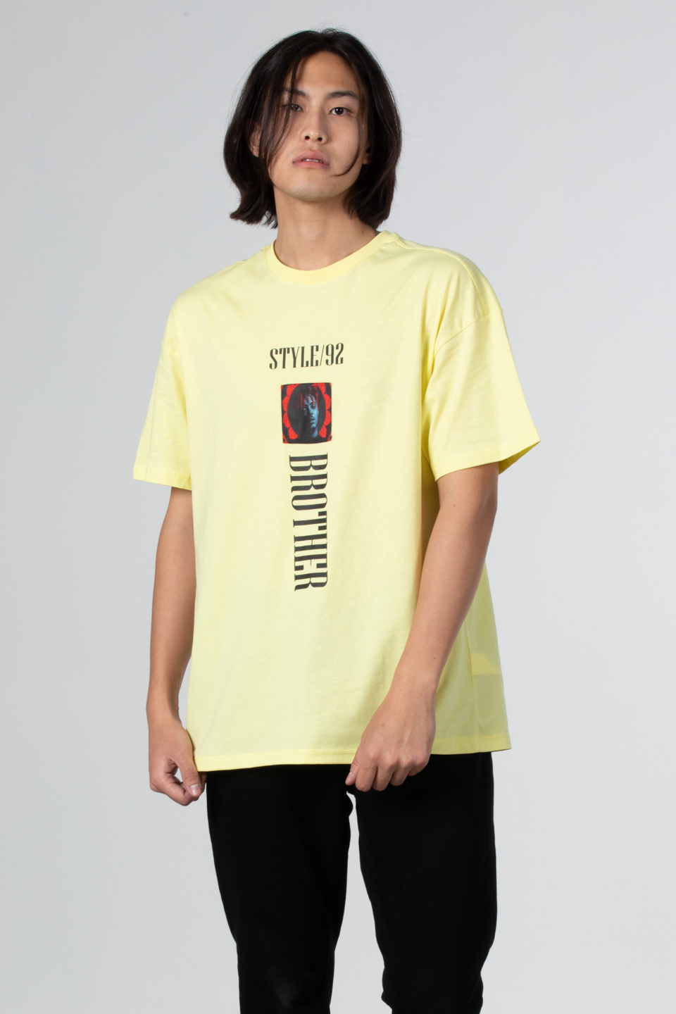 Stlye baskılı oversize t-shirt-1031 Sarı