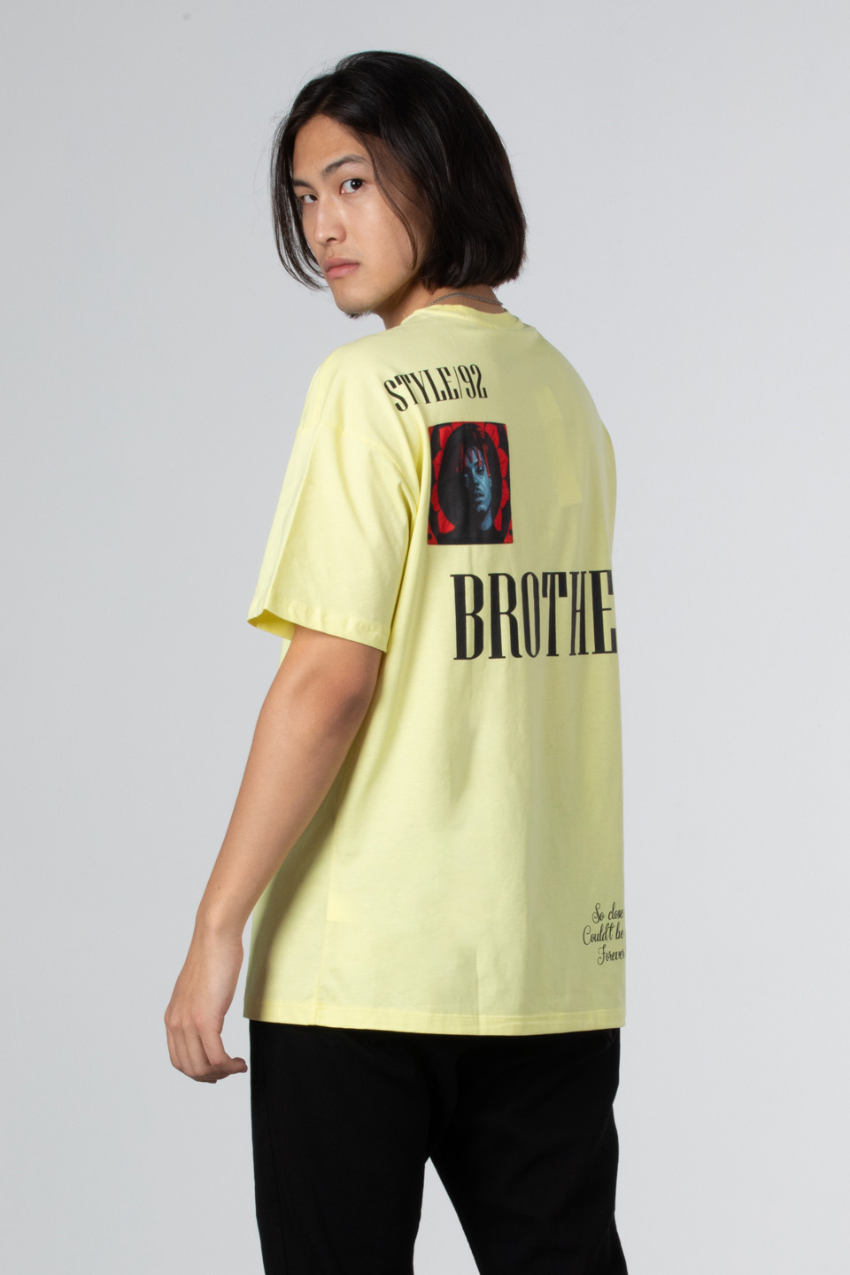 Stlye baskılı oversize t-shirt-1031 Sarı